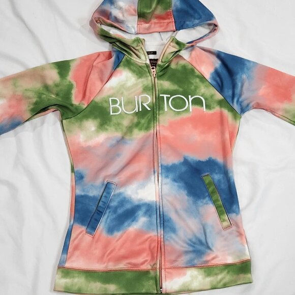 BURTON Full Zip Up Fleece Hoodie Sweatshirt Tie Dye Small         Lot D - Picture 2 of 9